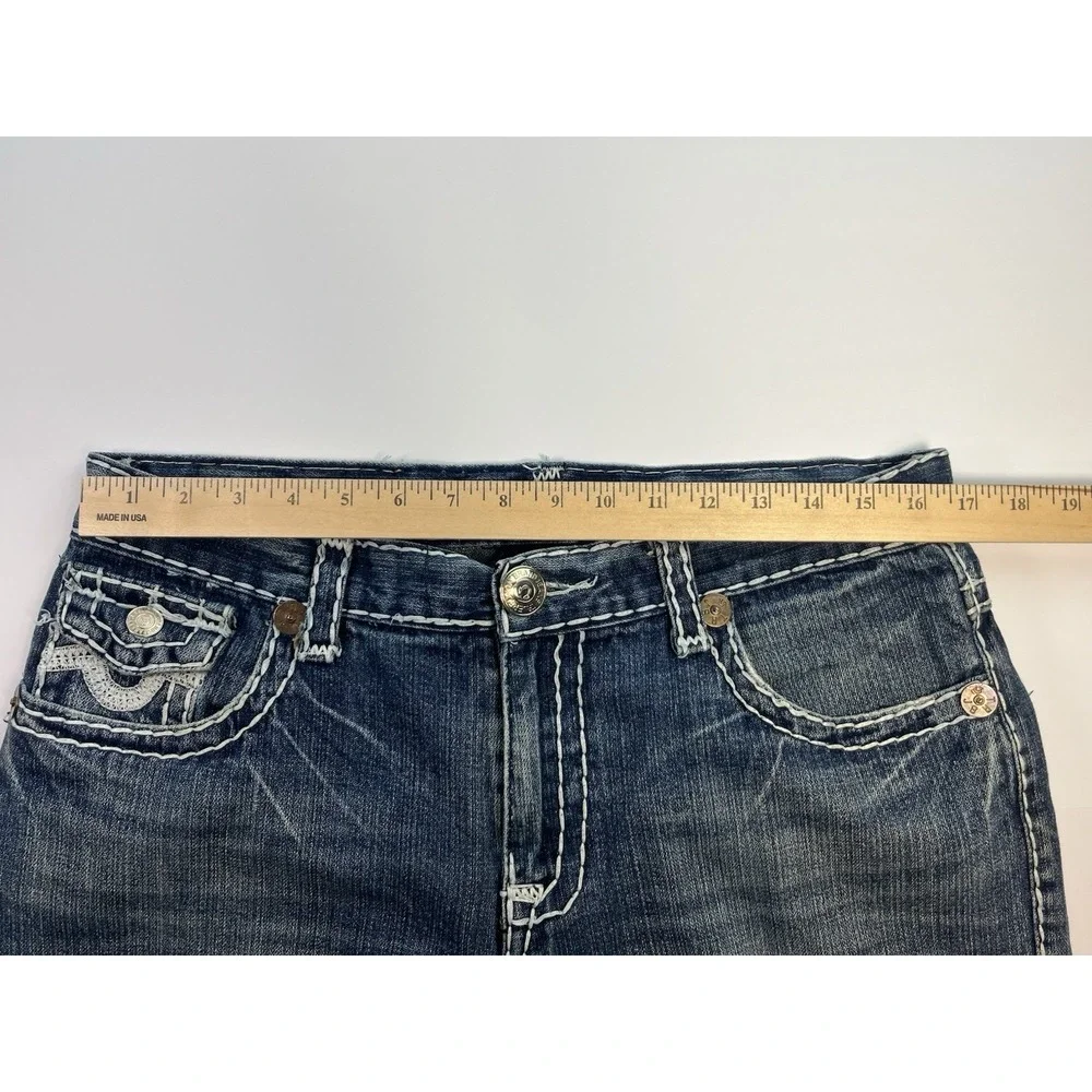 True Religion Jeans Mens 34x33 Dark Wash Denim Joey Super T Thick Stitching